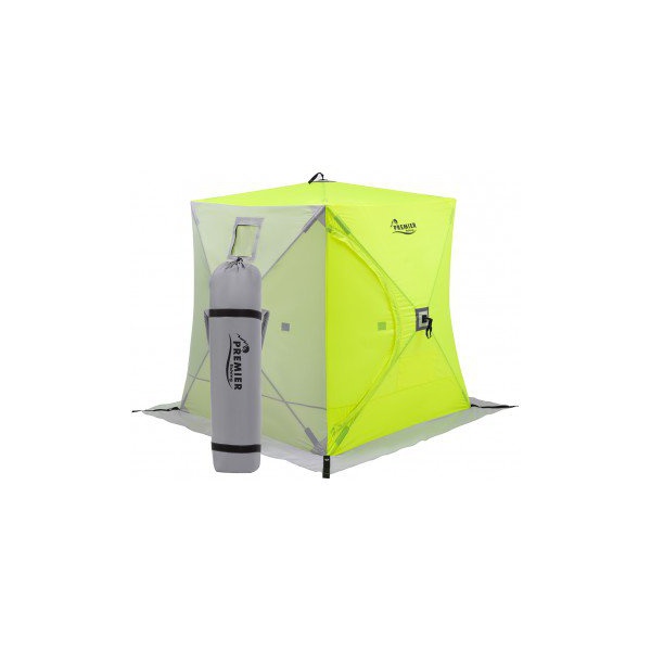 Палатка зимняя Premier Куб 1,5x1,5 желтый люминесцентный/серый