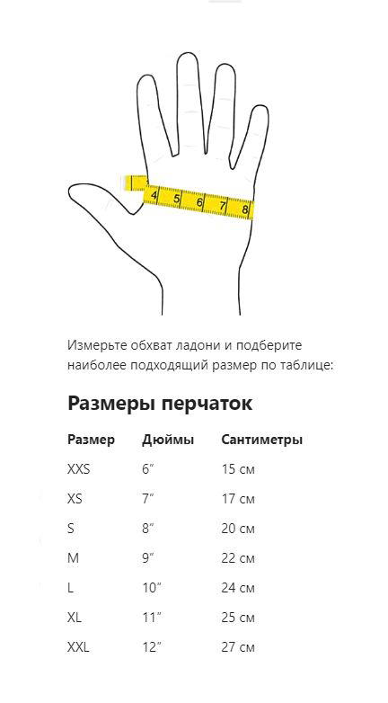 Размеры перчаток
