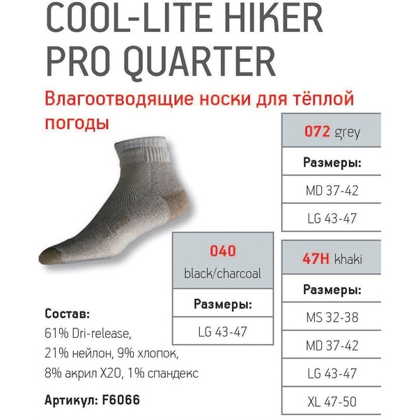 Носки Wigwam Cool-Lite Hiker Pro Quarter 040 black/charcoal