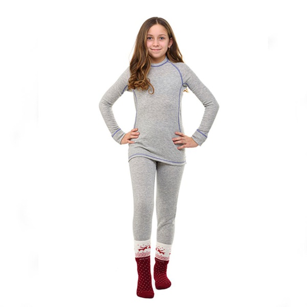 Термобелье детское NordKapp Neva серый меланж/фиолет