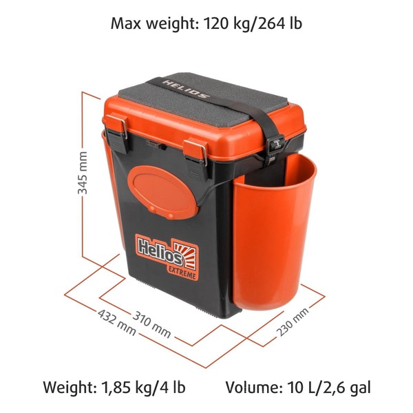 Ящик зимний Helios FishBox (односекционный, 10 л) оранжевый