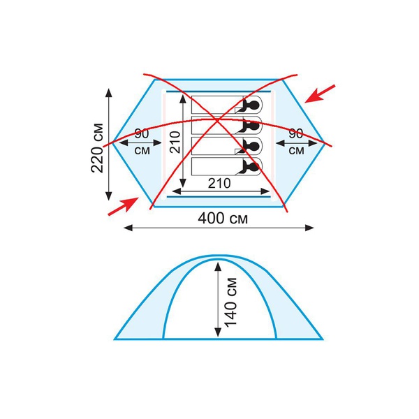 Палатка Tramp Rock 4 V2 серый