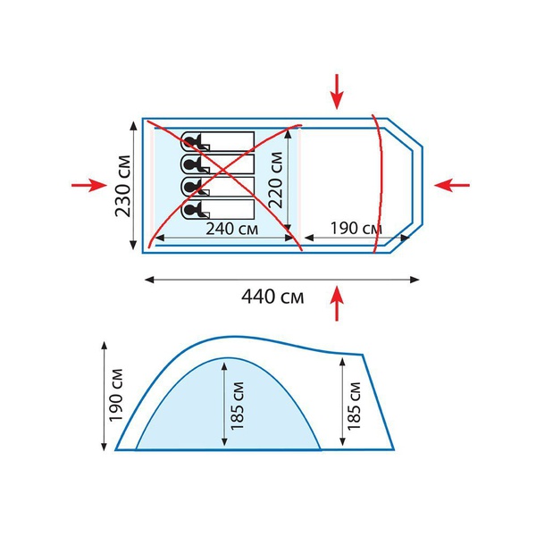 Палатка Tramp Anaconda 4 V2 зелёный