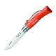 Нож Opinel №8 Trekking нержавеющая сталь, кожаный темляк красный. Фото 1