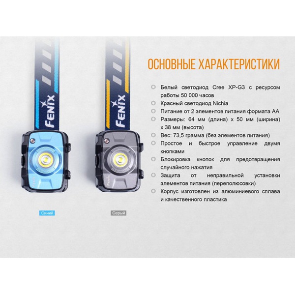 Фонарь налобный Fenix HL30 Cree XP-G3 (2018) синий