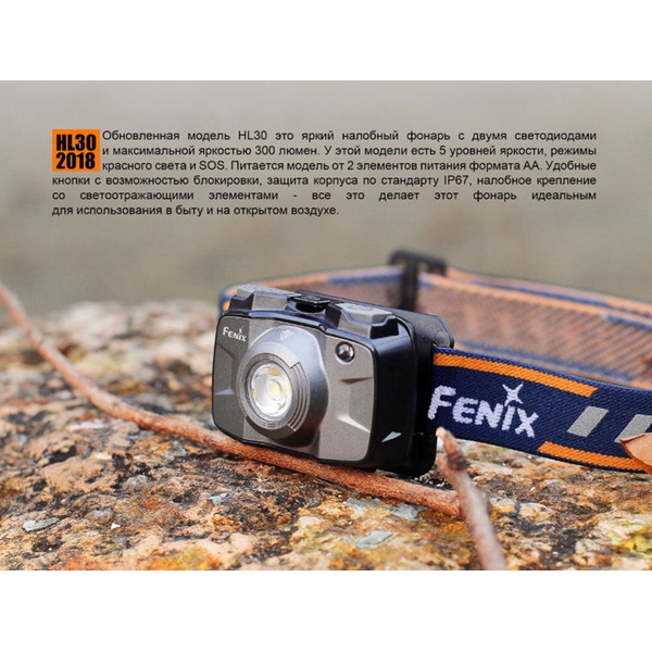 Фонарь налобный Fenix HL30 Cree XP-G3 (2018) серый
