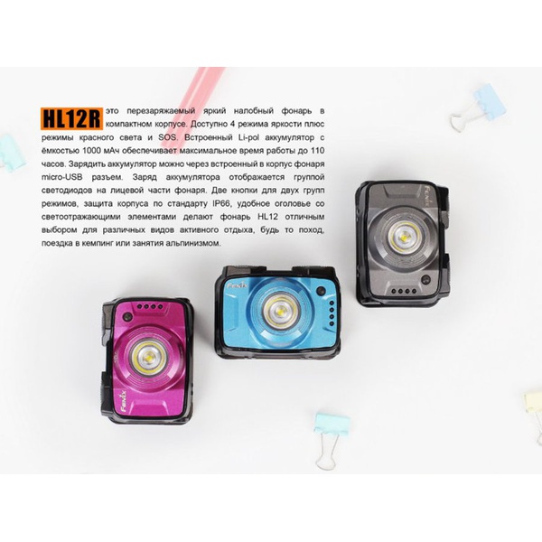 Фонарь налобный Fenix HL12R Cree XP-G2 фиолетовый