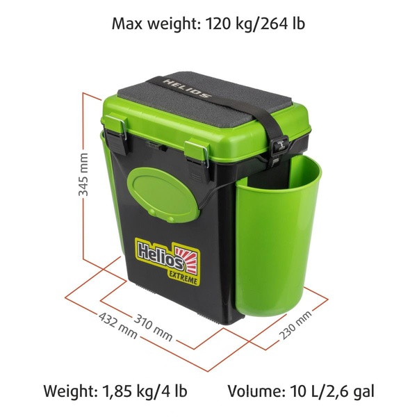 Ящик зимний Helios FishBox (односекционный, 10 л) зеленый
