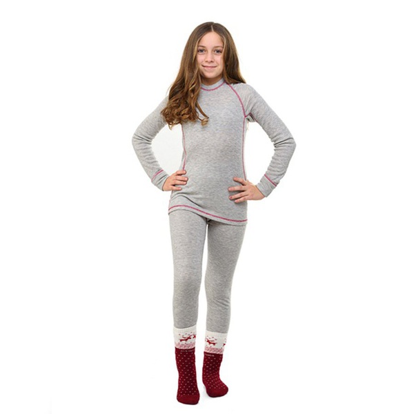 Термобелье детское NordKapp Neva серый меланж/розовый