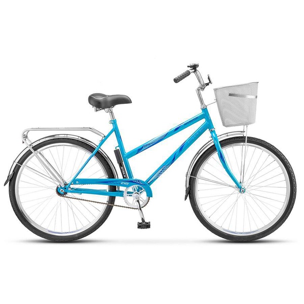 Велосипед Stels Navigator 26" 210 Lady Z010 с корзиной (2017) голубой