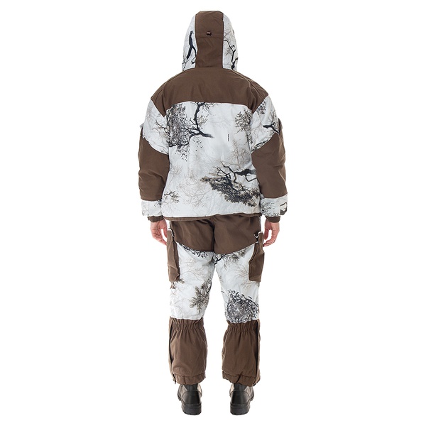 Костюм Huntsman Ангара, зимний (Алова-Мембрана) Белый лес (кусты)/Коричневый