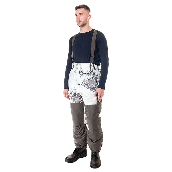 Костюм Huntsman Ангара, зимний (Алова-Мембрана) Белый лес (кусты)/Хаки