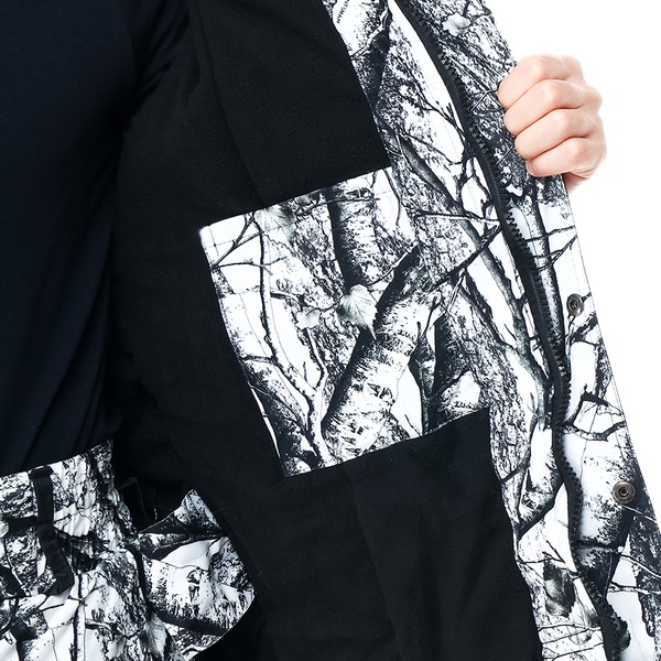 Костюм Huntsman Ангара, зимний (Алова-Мембрана) Белый лес (ветки)/Черный