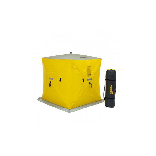Палатка для зимней рыбалки Helios Куб 1.5х1.5м (утепленная) Желтый/Серый