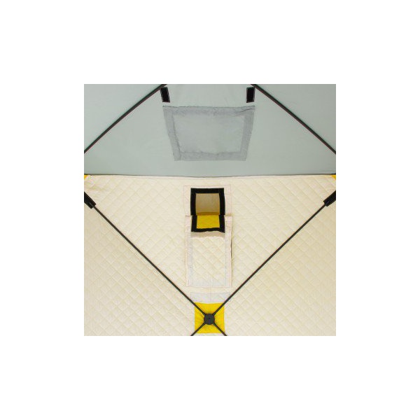 Палатка для зимней рыбалки Helios Куб 1.5х1.5м (утепленная) Желтый/Серый
