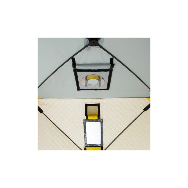 Палатка для зимней рыбалки Helios Куб 1.5х1.5м (утепленная) Желтый/Серый