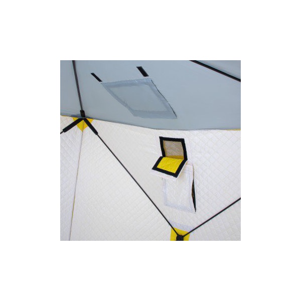 Палатка для зимней рыбалки Helios Куб 1.8х1.8м (утепленная) Желтый/серый