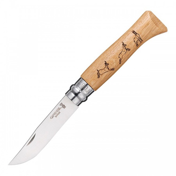 Нож Opinel №8 Animalia гравировка серна