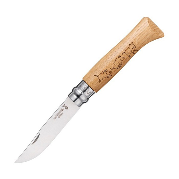 Нож Opinel №8 Animalia гравировка кабан