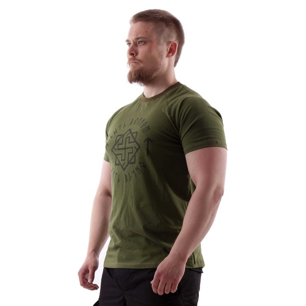 Футболка Keotica "Быть воином - жить вечно" олива с черным