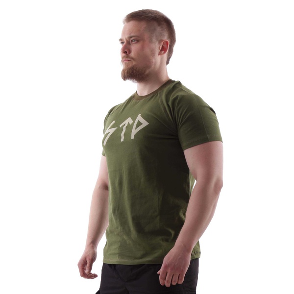 Футболка Keotica "Сила Треба Даждьбог" олива с белым