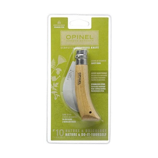 Нож садовый Opinel №10, нержавеющая сталь, блистер