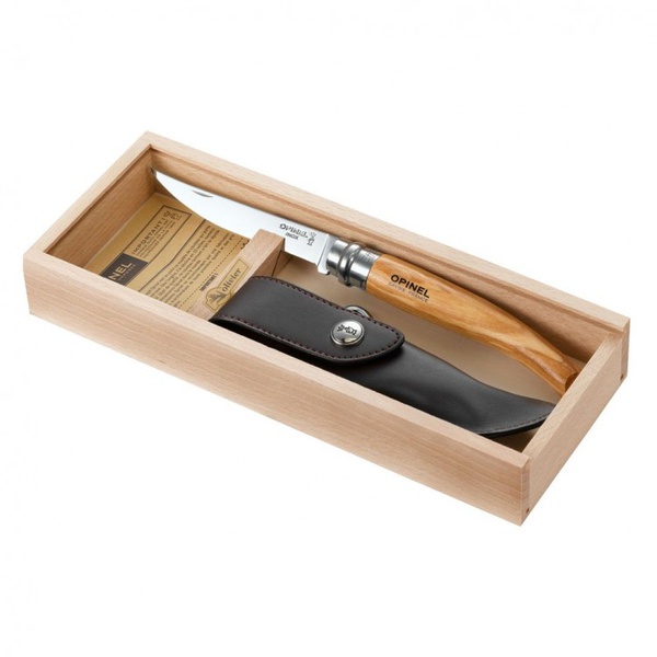 Нож филейный Opinel №10 нержавеющая сталь, рукоять оливковое дерево