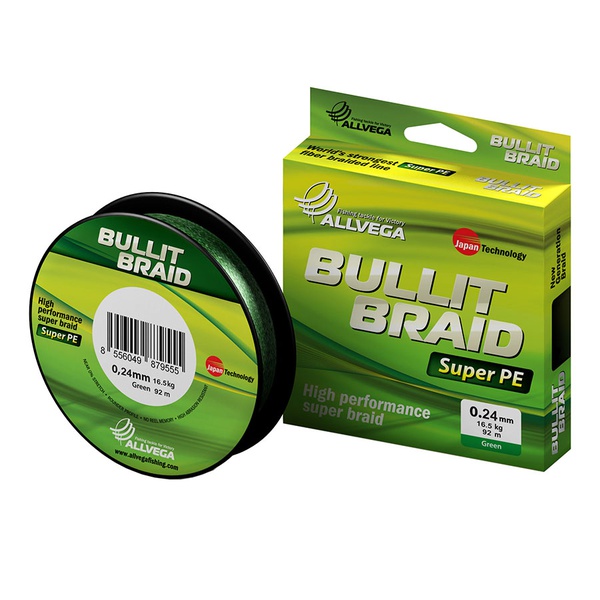 Шнур плетеный Allvega Bullit Braid 92м/0,24мм (16,5кг) темно-зеленый