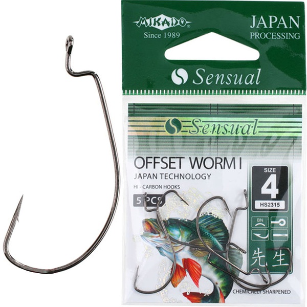 Крючки офсетные Mikado Worm 1 №1 (5 шт)