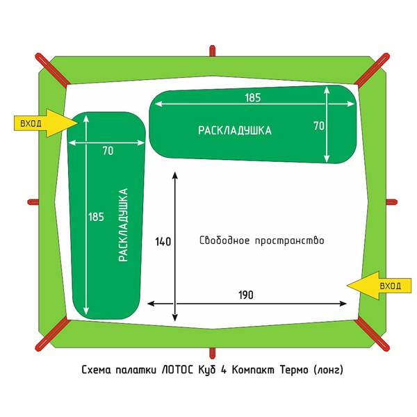 Палатка для зимней рыбалки Лотос Куб 4 Компакт Термо (лонг)