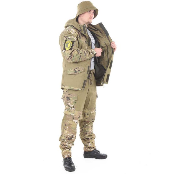 Костюм Keotica Горка-5 со съемной флисовой жилеткой с налокотниками и наколенниками хаки/multicam