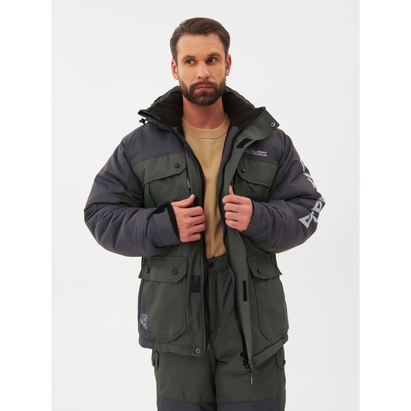 Костюм зимний Huntsman Канада хаки/графит, тк. Оксланд