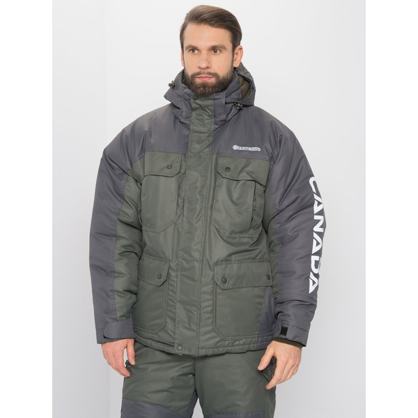 Костюм зимний Huntsman Канада хаки/графит, тк. Оксланд