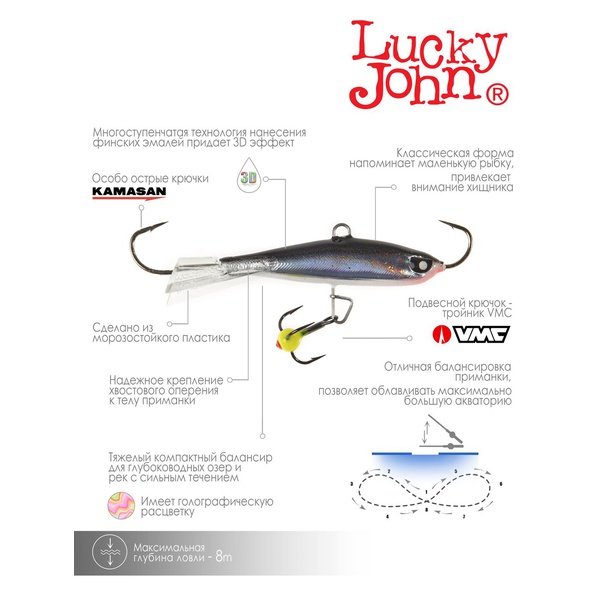 Балансир Lucky John Nordic 4 с тройником 40 мм 13H