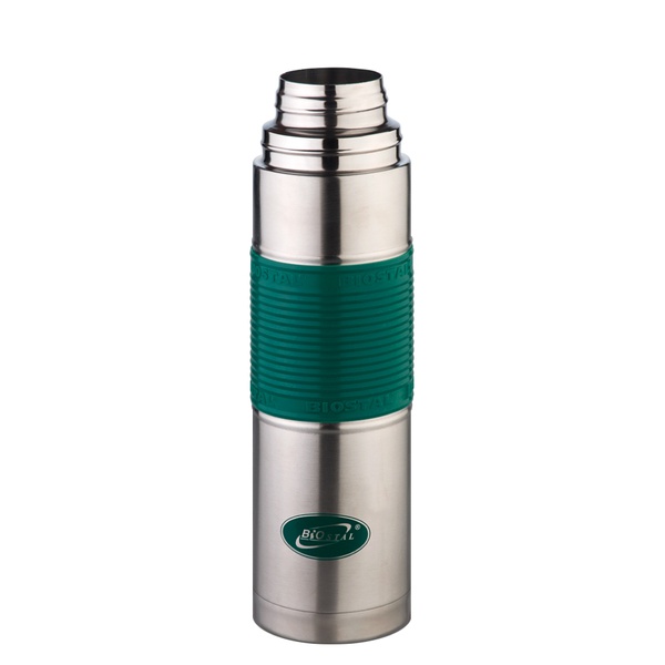 Термос Biostal Fler NB-750P-G с силиконовой вставкой зелёный, 0,75 л