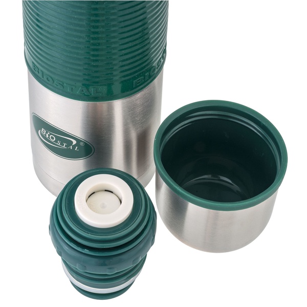 Термос Biostal Fler NB-750P-G с силиконовой вставкой зелёный, 0,75 л