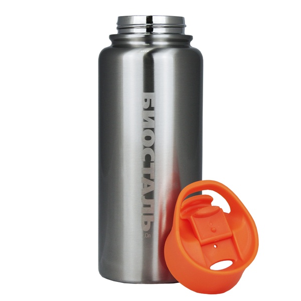 Термос Biostal Спорт NHF-1000 стальной/оранжевый, 1 л