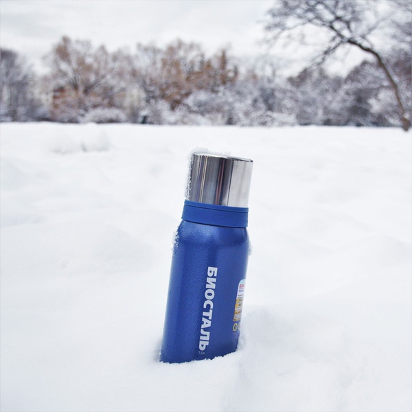 Термос Biostal Охота NBA-750B (с молотковой эмалью, 2 чашки-крышки) синий, 0,75 л