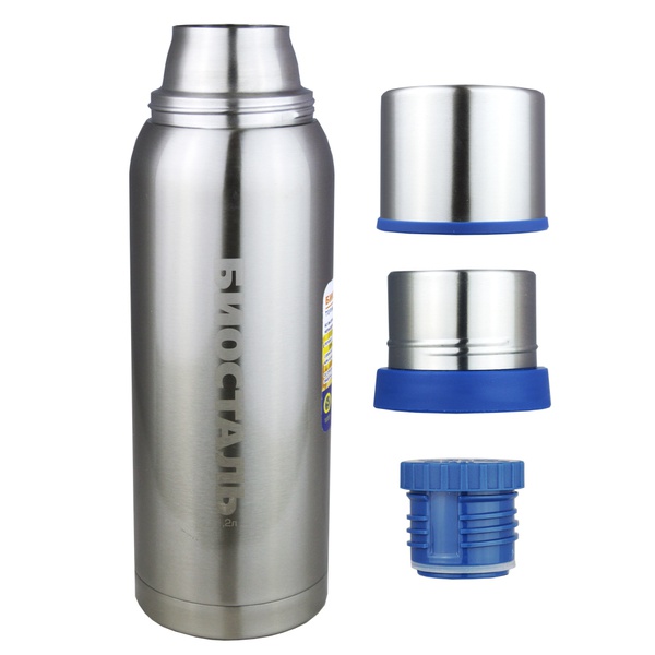 Термос Biostal Охота NBA-1000 (2 крышки-чашки) стальной, 1 л