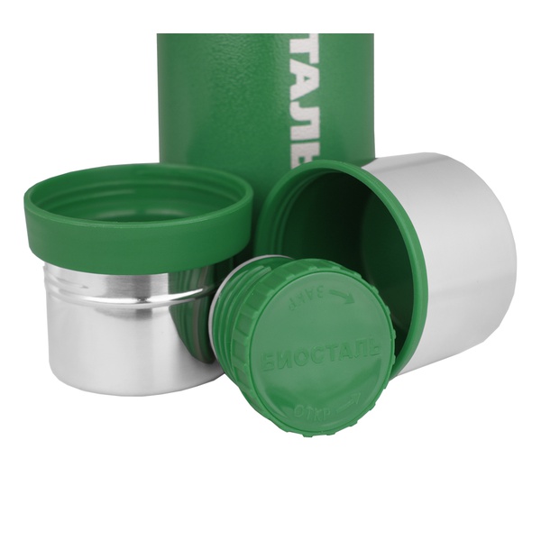 Термос Biostal Охота NBA-1200G (с молотковой эмалью, 2 чашки-крышки) зелёный, 1,2 л