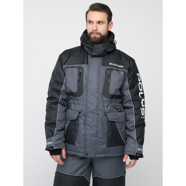 Костюм зимний Huntsman Полюс Lux серый/чёрный, тк. Cell