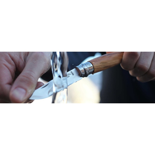 Нож Opinel №8 нержавеющая сталь, рукоять оливковое дерево, футляр, чехол