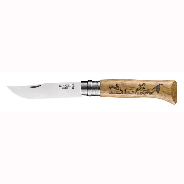 Нож Opinel №8 нержавеющая сталь, рукоять дуб гравировка заяц