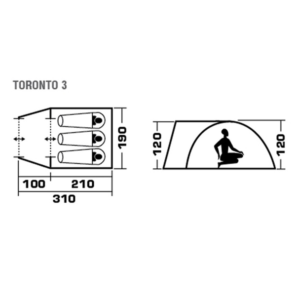 Палатка Jungle Camp Toronto 3 тёмно-зелёный/оливковый