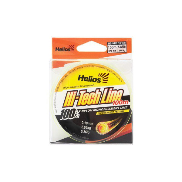 Леска Helios Hi-tech Line Nylon Fluorescent Yellow 0,18мм/100