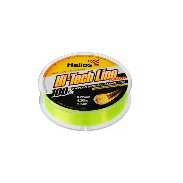 Леска Helios Hi-tech Line Nylon Fluorescent Yellow 0,22мм/100