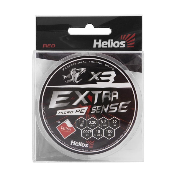 Шнур Helios Extrasense X3 PE Red (92м) 0.10мм