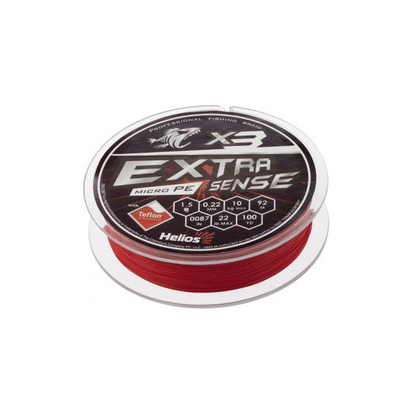 Шнур Helios Extrasense X3 PE Red (92м) 0.22 мм