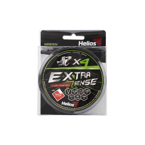 Шнур Helios Extrasense X4 PE Green (150м) 0.28 мм