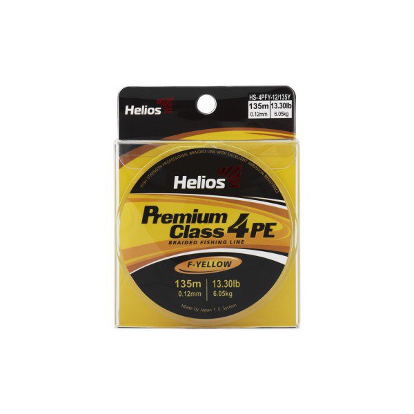 Шнур Helios Premium Class 4 PE Braid (135м) Fluorescent Yellow, 0.12 мм
